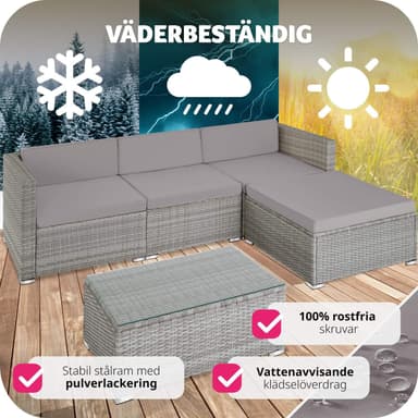 tectake Loungeset Florenz i konstrotting - ljusgrå/mörkgrå