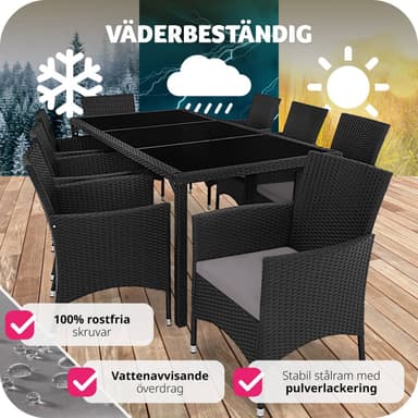tectake Matgrupp i konstrotting Valencia - svart/grå