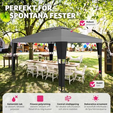tectake Paviljong i konstrotting Mona 3x4m - svart/antracit