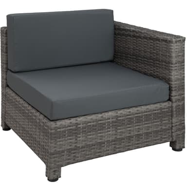 tectake Loungeset i konstrotting med aluminiumram, överdrag i 2 färger med 10 cm stoppning - grå