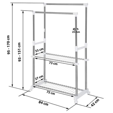 tectake Klädställning 84x42x170 cm - grå
