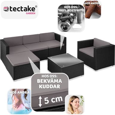 tectake Loungeset Lignano - svart