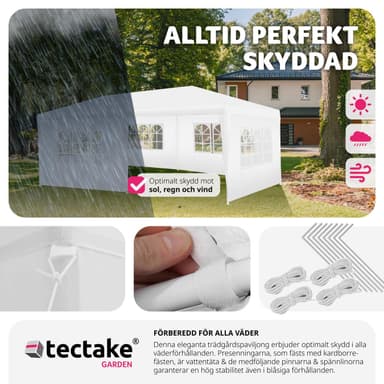 tectake Paviljong Vivara 6x3m med 5 sidopaneler - vit