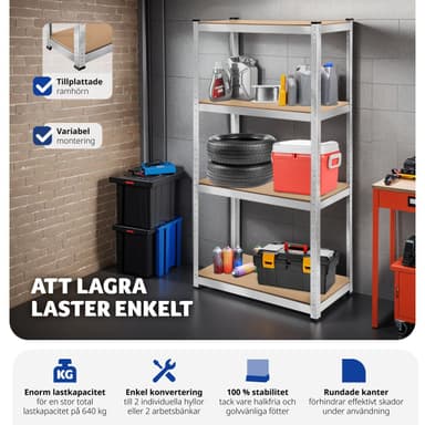 tectake Robust hylla - 160 x 160 x 40 cm, 640 kg