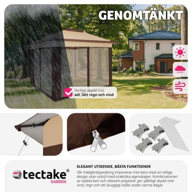 tectake Paviljong Carabobo 3,64x3,64x2,94m - brun