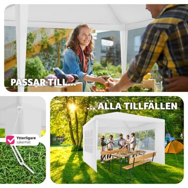 tectake Paviljong Baraban 3x3m med 3 sidopaneler - vit