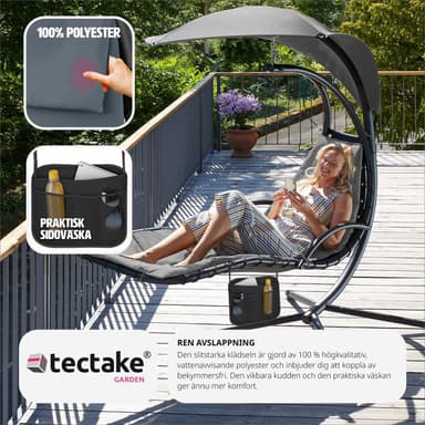 tectake Hängmatta Elaria med soltak och sidoficka - grå