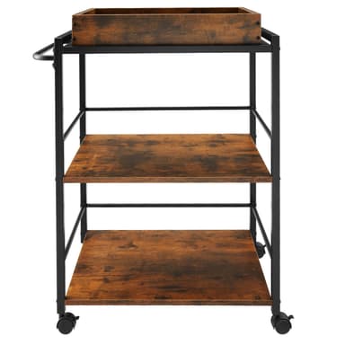 tectake Serveringsvagn Worcester 65x41,5x87cm - Industriellt mörkt trä, rustikt