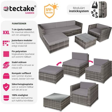 tectake Loungeset Milano i konstrotting - grå