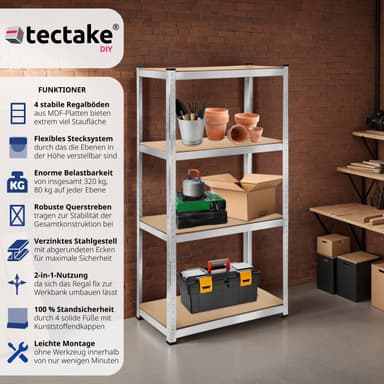 tectake Robust hylla - 160 x 80 x 40 cm, 320 kg