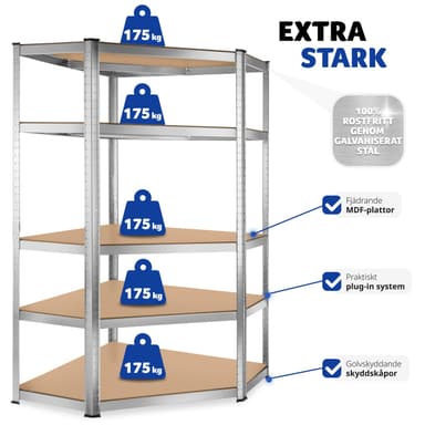 tectake Robust hylla - 180 x 89,5 x 89,5 cm, 875 kg
