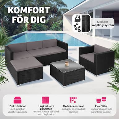 tectake Loungeset Lignano - svart