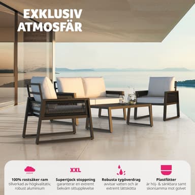 tectake Loungeset Captive med repdesign och aluminiumram - antracit