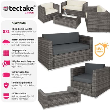 tectake Loungeset München i konstrotting - grå