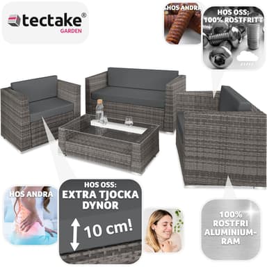 tectake Loungeset München i konstrotting - grå