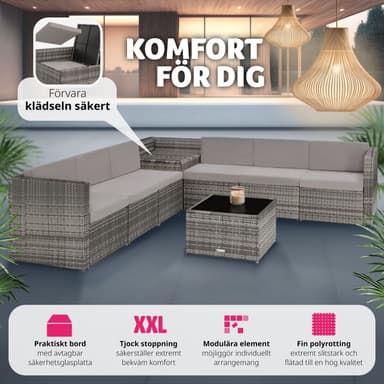 tectake Loungeset Verona i konstrotting - grå