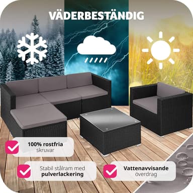 tectake Loungeset Lignano - svart