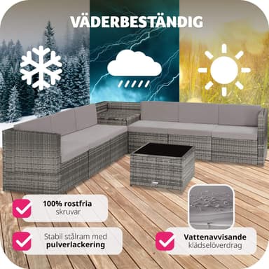 tectake Loungeset Verona i konstrotting - grå