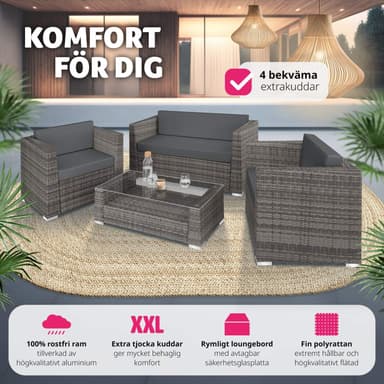 tectake Loungeset München i konstrotting - grå