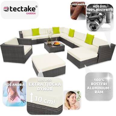 tectake Loungeset Las Vegas i konstrotting - grå
