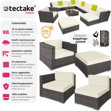 tectake Loungeset Las Vegas i konstrotting - grå