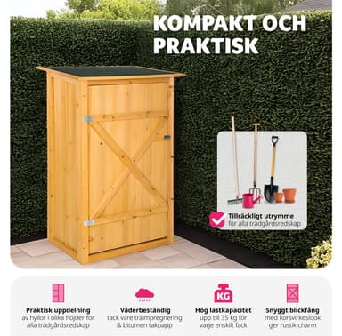 tectake Trädgårdsskåp med platt tak - brun