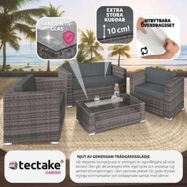 tectake Loungeset München i konstrotting - grå