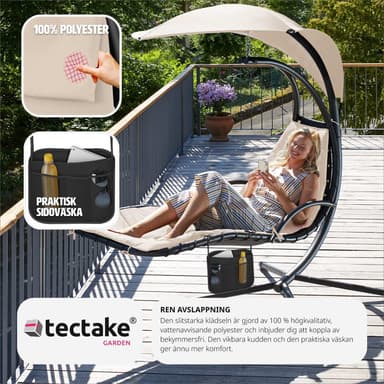 tectake Hängmatta Elaria med soltak och sidoficka - beige