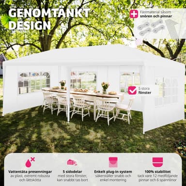 tectake Paviljong Vivara 6x3m med 5 sidopaneler - vit