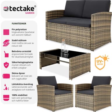 tectake Loungeset Lucca i konstrotting - natur/mörkgrå