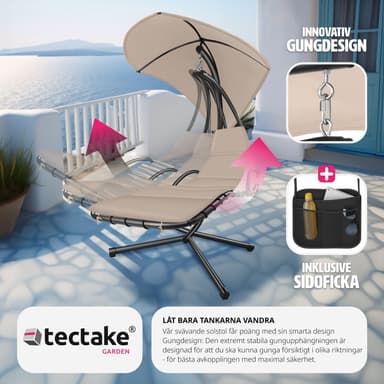 tectake Hängmatta Elaria med soltak och sidoficka - beige