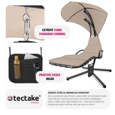 tectake Hängmatta Elaria med soltak och sidoficka - beige