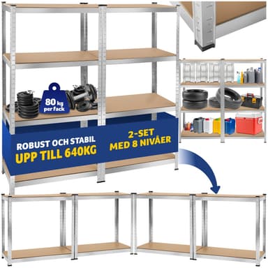 tectake Robust hylla - 160 x 160 x 40 cm, 640 kg
