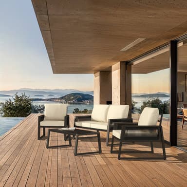 tectake Loungeset Captive med repdesign och aluminiumram - antracit