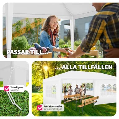 tectake Paviljong Vivara 6x3m med 5 sidopaneler - vit