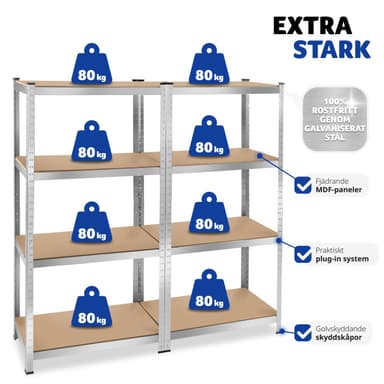 tectake Robust hylla - 160 x 160 x 40 cm, 640 kg