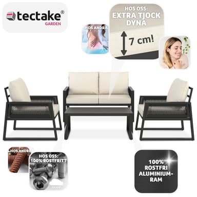 tectake Loungeset Captive med repdesign och aluminiumram - antracit