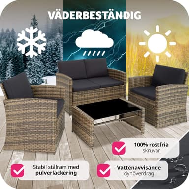 tectake Loungeset Lucca i konstrotting - natur/mörkgrå