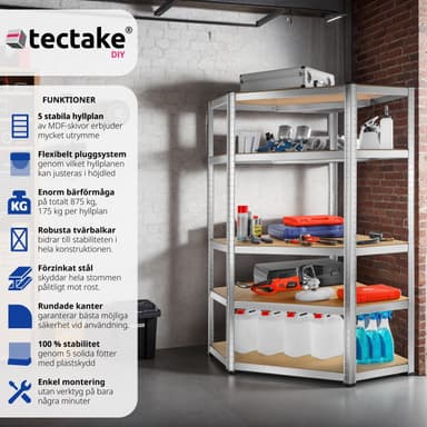 tectake Robust hylla - 180 x 89,5 x 89,5 cm, 875 kg