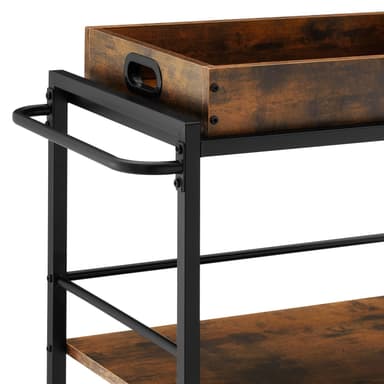 tectake Serveringsvagn Worcester 65x41,5x87cm - Industriellt mörkt trä, rustikt