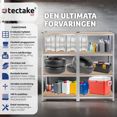tectake Robust hylla - 160 x 160 x 40 cm, 640 kg