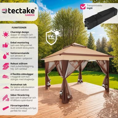 tectake Paviljong Carabobo 3,64x3,64x2,94m - brun