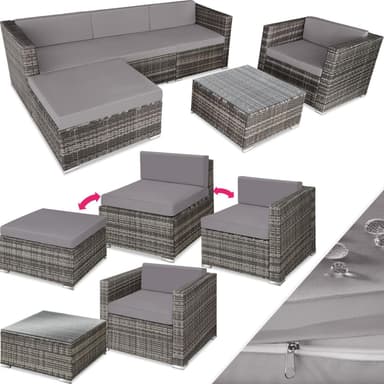 tectake Loungeset Milano i konstrotting - grå