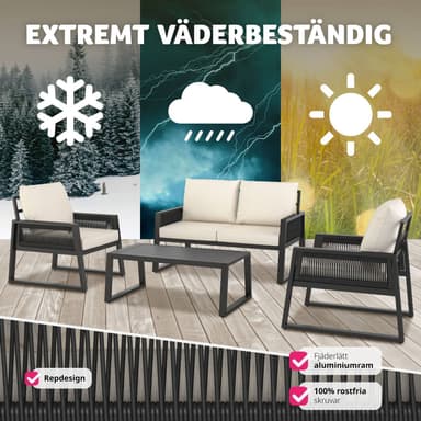 tectake Loungeset Captive med repdesign och aluminiumram - antracit