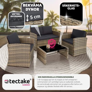 tectake Loungeset Lucca i konstrotting - natur/mörkgrå