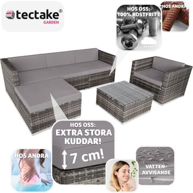 tectake Loungeset Milano i konstrotting - grå