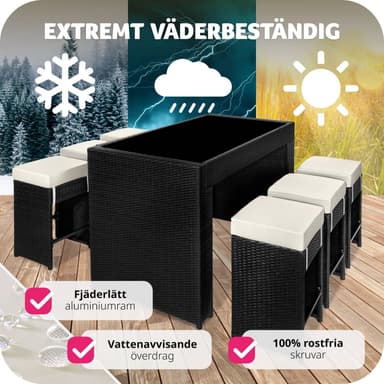 tectake Barset Ibiza i konstrotting inkl. överskyddsdrag - svart