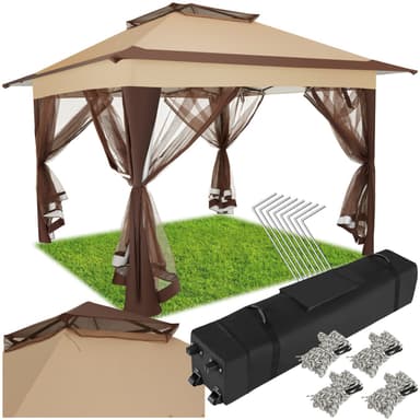tectake Paviljong Carabobo 3,64x3,64x2,94m - brun