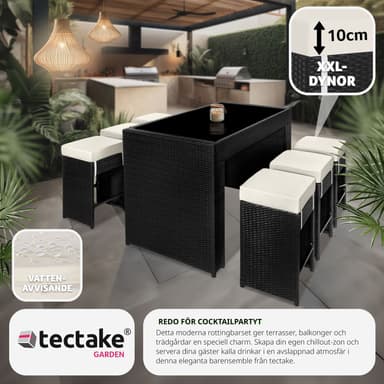 tectake Barset Ibiza i konstrotting inkl. överskyddsdrag - svart