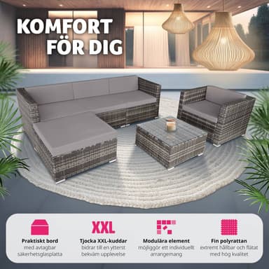 tectake Loungeset Milano i konstrotting - grå